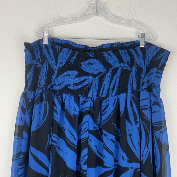 Lane Bryant Dress Womens 26/28 Maxi Strapless Spring Summer Smocked Flowy Long - Picture 5 of 11